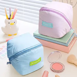 Cloud Shaped Cosmetic Bag Polyester Contrast Color Portable Zipper Travel Makeup Organizer Cube Pouch