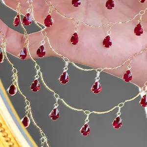 DIY Copper Chain Electroplated Teardrop Zirconia Pendant Chain For Handmade Bracelet Necklace Fashion Jewelry Making