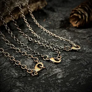 Vintage Copper Chain Necklace Bronze Jewelry Making Components O-Chain Oval Twist Link With Lobster Clasp