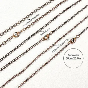 Vintage bronze necklace chain in three thicknesses, 60cm length with measurement details