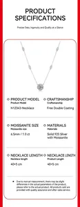 Dettaglio della collana con ciondolo in moissanite argento 925 con design halo chic