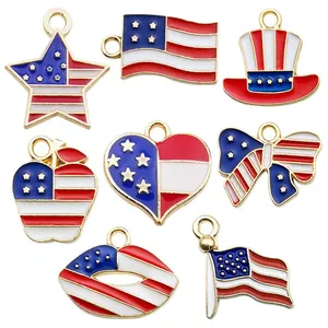 Assorted American flag enamel charms for DIY necklaces bracelets jewelry making set