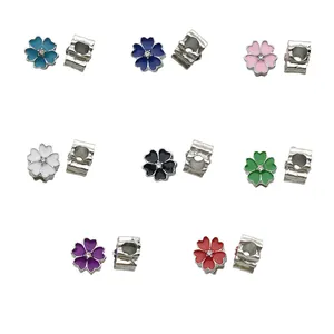Bunte Emaille-Pfirsichblüten-Abstandshalter für DIY-Schmuckherstellung Armbänder