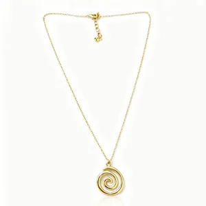 Minimalist gold spiral pendant necklace with a vintage creative swirling design for women