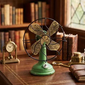 Vintage groene hars elektrische ventilator ornament voor een retro huis decoratie