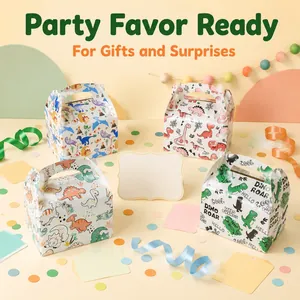 Boîtes à cadeaux dinosaures colorées pour bonbons et surprises de fête d'anniversaire.
