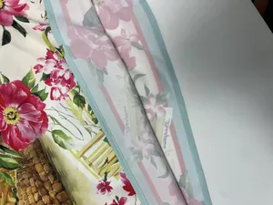 Close-up of floral print fabric with high-quality stitching for women summer set