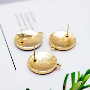 Goldene runde Ohrstecker-Komponenten mit Schlaufen für DIY-Schmuck