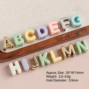 Detailed view of colorful acrylic alphabet beads for DIY jewelry and accessory making
