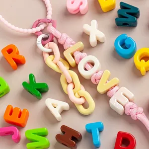 Vibrant colorful acrylic letter beads for DIY handmade bag charms and jewelry making