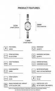 GEDI women's quartz watch features mother of pearl dial and alloy bracelet specifications