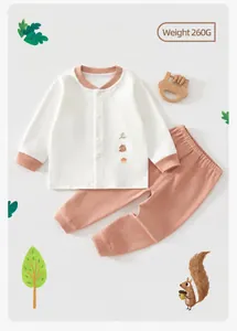 Soft two-piece baby cotton thermal underwear set featuring 260g fabric weight detail