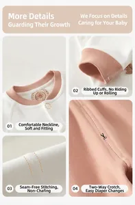 Detailed close-up view of baby cotton thermal underwear set featuring seamless stitching and soft cuffs