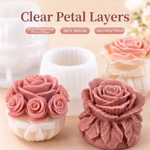 Stampo in silicone per candele profumate e gesso a forma di rosa per creazioni fai-da-te