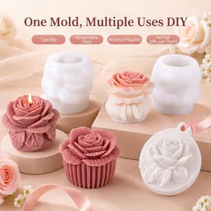 Stampo in silicone a forma di rosa per candele profumate fai da te saponi artigianali e gesso