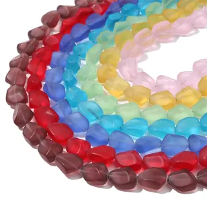 Perline di vetro smerigliato sfaccettato colorato 12x15mm per gioielli fai da te