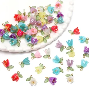 Colorful pearlescent acrylic lily of the valley flower charms for DIY jewelry making