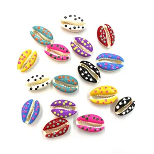 Natural Cowrie Shell Beads With Polka Dot Print Colorful Spotted Shell Charms For DIY Jewelry Making Bracelet Necklace Accessories