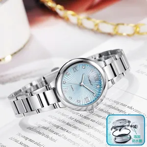 Women's Fashion Quartz Watch Stainless Steel Strap Rhinestone Roman Numerals Sunray Dial Elegant Casual Wristwatch Jewelry