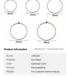 Detailed size guide and specifications for iron DIY earring hoops