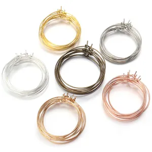 Detail view of assorted color metal hoop earrings for DIY jewelry making accessories