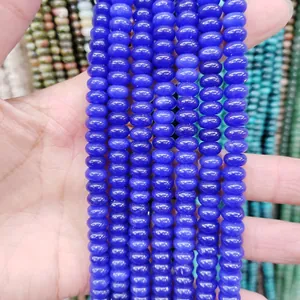 Vibrant blue 5x8mm natural stone abacus beads for DIY necklace and bracelet crafting