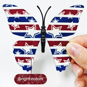 Sticker mural papillon 3D drapeau américain pour décoration du Jour de l'Indépendance