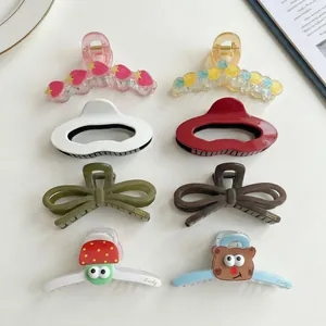 Cartoon Frucht Muster Acetat Haarklammer Für Damen Große Rutschfeste Haifischklammer Pferdeschwanz Halter Haarschmuck