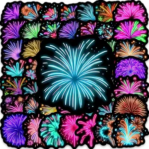 Vibrant neon firework graffiti stickers set, 50 pieces colorful DIY car decals assortment
