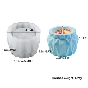 Dimensioni dettagliate dello stampo in silicone sfaccettato per candele e vasi DIY