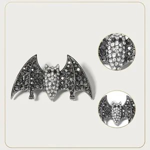 Sparkling rhinestone bat-shaped hair clip with detailed wing texture for Halloween parties