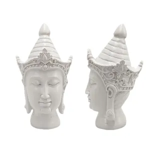 Elegant white resin Southeast Asian Buddha head statues for zen home and office decor