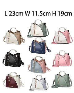 Elegant colorblock women's handbags in various colors, dimensions: 23 x 11.5 x 19 cm