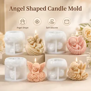Angel Silicone Mold For Candle Making DIY Soap Plaster Rose Shell Cherub Relief Handmade Home Decor Craft Tools