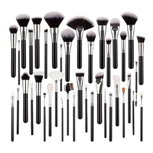 Professional 40pcs makeup brush set with soft synthetic bristles and black handles