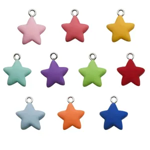 Set of ten multi-colored candy star resin charms for DIY jewelry making accessories
