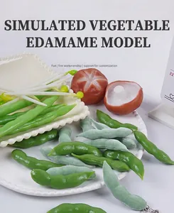 Realistic PVC simulated edamame and mushroom vegetable models for display