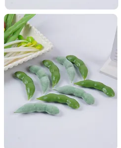 Detailed view of realistic PVC simulation edamame vegetable models with fuzzy texture