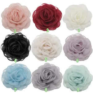 Fleurs de camélia artisanales en tissu de 8 cm en neuf couleurs pour loisirs créatifs DIY