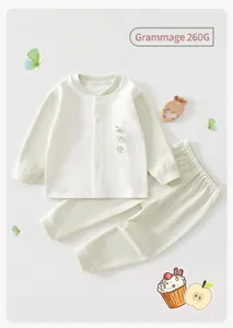 High-quality Class A cotton seamless baby underwear set with long sleeve top and matching pants