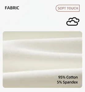 Detailed macro view showing high-quality soft 95% cotton and 5% spandex textiles