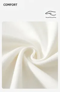 Macro view of soft white cotton fleece fabric for infant autumn thermal underwear set