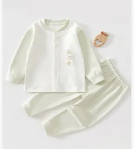 Soft organic cotton baby two-piece pajama set with long-sleeved top and elastic pants