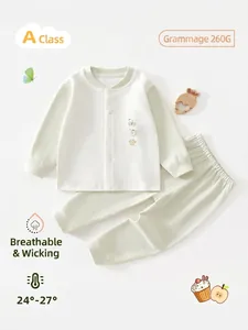 Infant Baby Two-Piece Pajama Set Class A Cotton Boneless Long Sleeve Top And Pants Soft Home Clothes For Newborn Boys Girls
