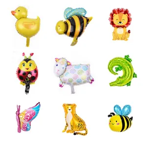 Mini Palloncini in Alluminio Animale Leone Pecora Rana Lumaca Anatra Ape Coccinella Palloncini Mylar per Decorazione Compleanno Bambini