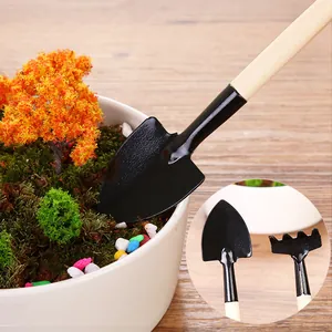 Kit de 3 mini outils de jardinage avec manches en bois pour succulentes et bonsaï