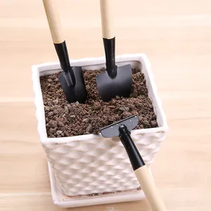 Lot de 3 mini outils de jardinage avec manches en bois ergonomiques pour plantes