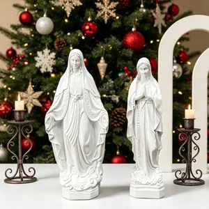 Stile Europeo Statuetta Religiosa in Resina Sacro Cuore Di Gesù E Vergine Maria Madonna Statua Decorazione Casa Regalo Oro Bianco