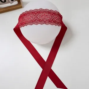 Elegante accessorio per benda in pizzo floreale rosso per lingerie sexy e cosplay