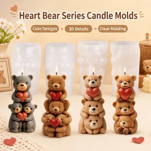 Stacked Bear Silicone Mold DIY Candle Making Aromatherapy Plaster Craft Food Grade Flexible Cute Cartoon 3D Shape